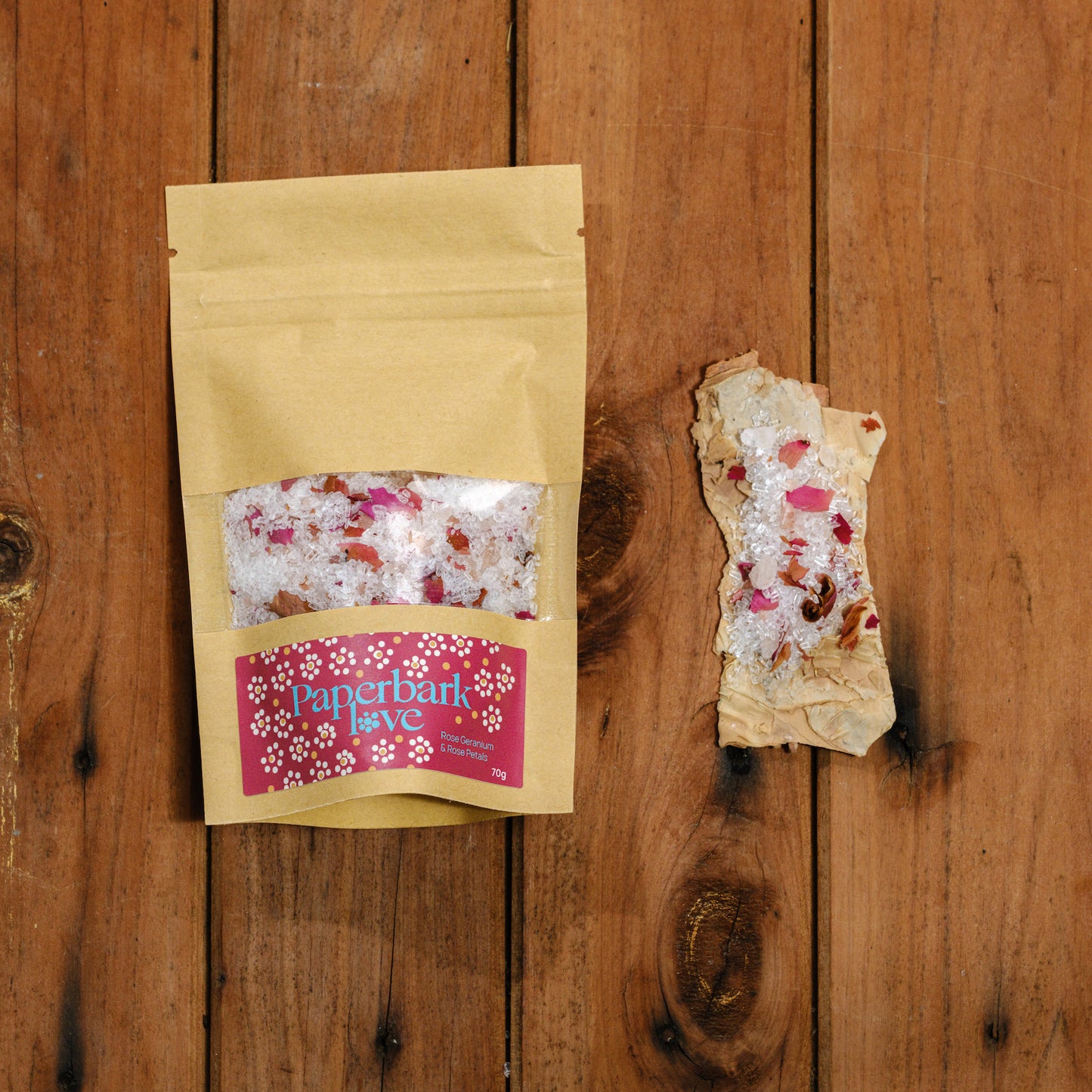 Bath Salts – Rose Geranium & Rose Petals (70g)